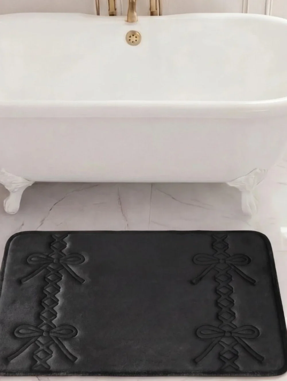 Juicy Couture Home 2-PC Set Corset Bows Embossed Quilted Memory Foam Bath Rugs
